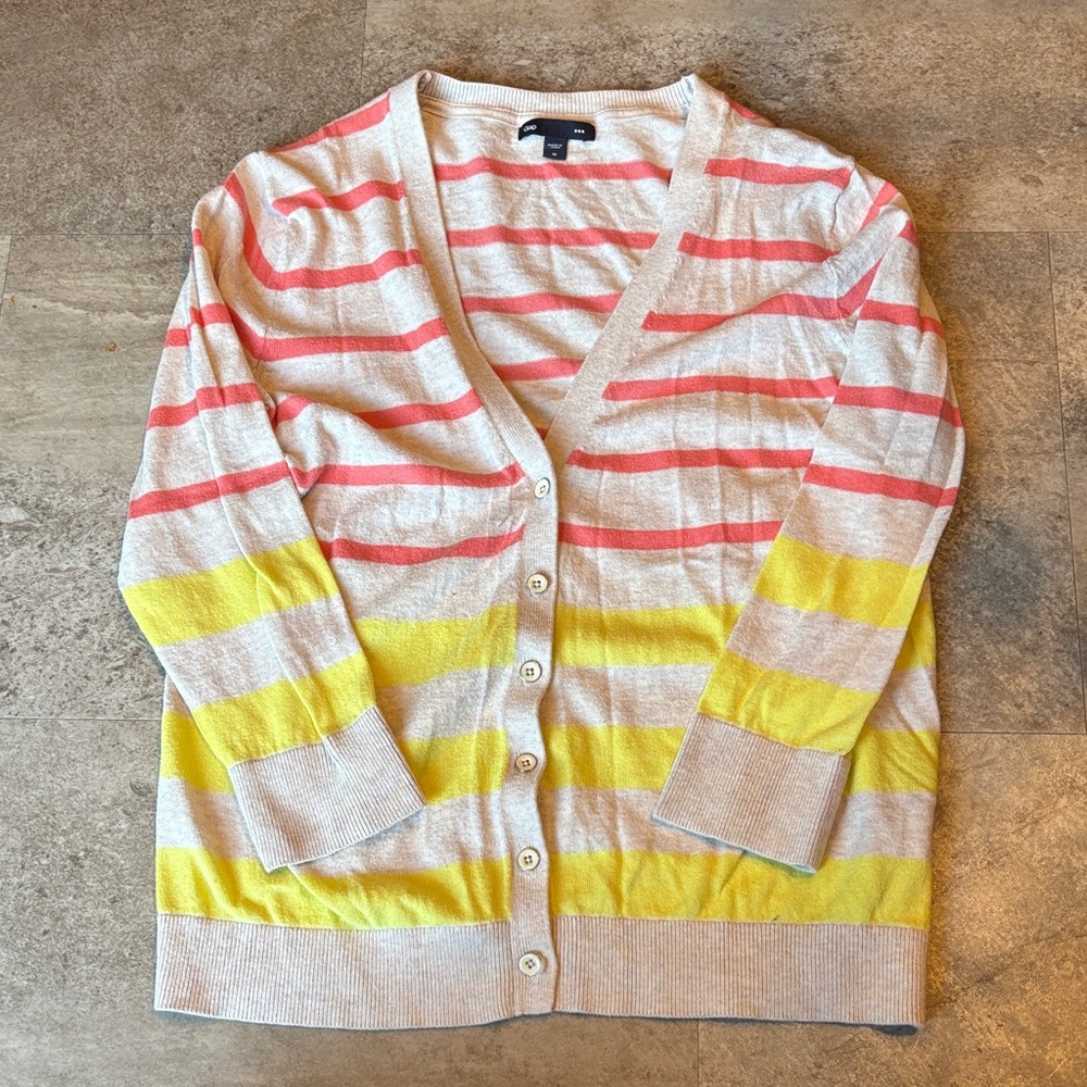 GAP Pink and Yellow Striped Cardigan